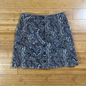 Knox Rose Corduroy Country Chic Western Purple & Blue Paisley Mini Skirt